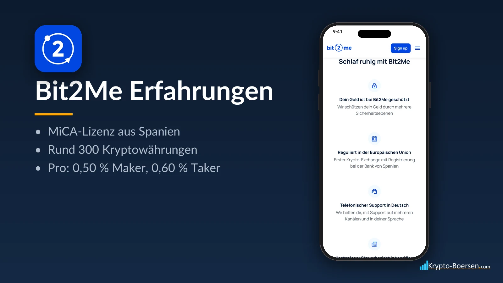 Bit2Me Erfahrungen: Startseite der App auf dem Smartphone