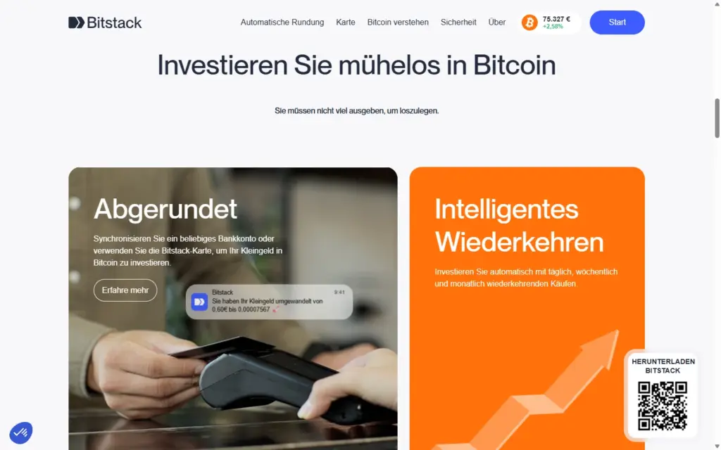 Bitstack: Rundungs-Sparen und intelligenter Sparplan