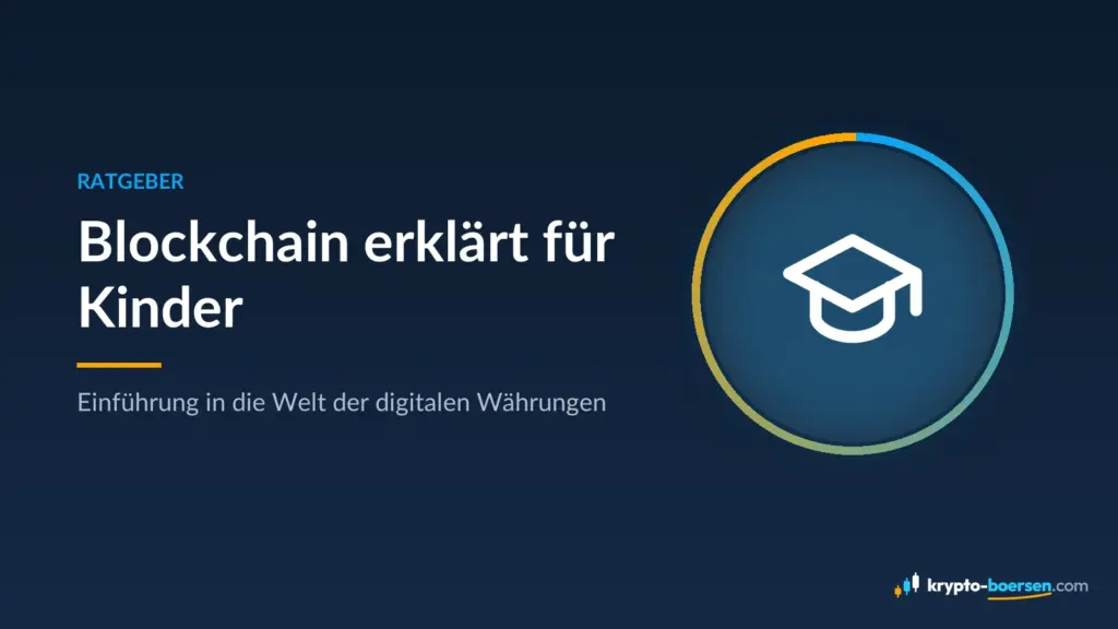 Titelbild „Blockchain erklärt für Kinder“ mit Symbol