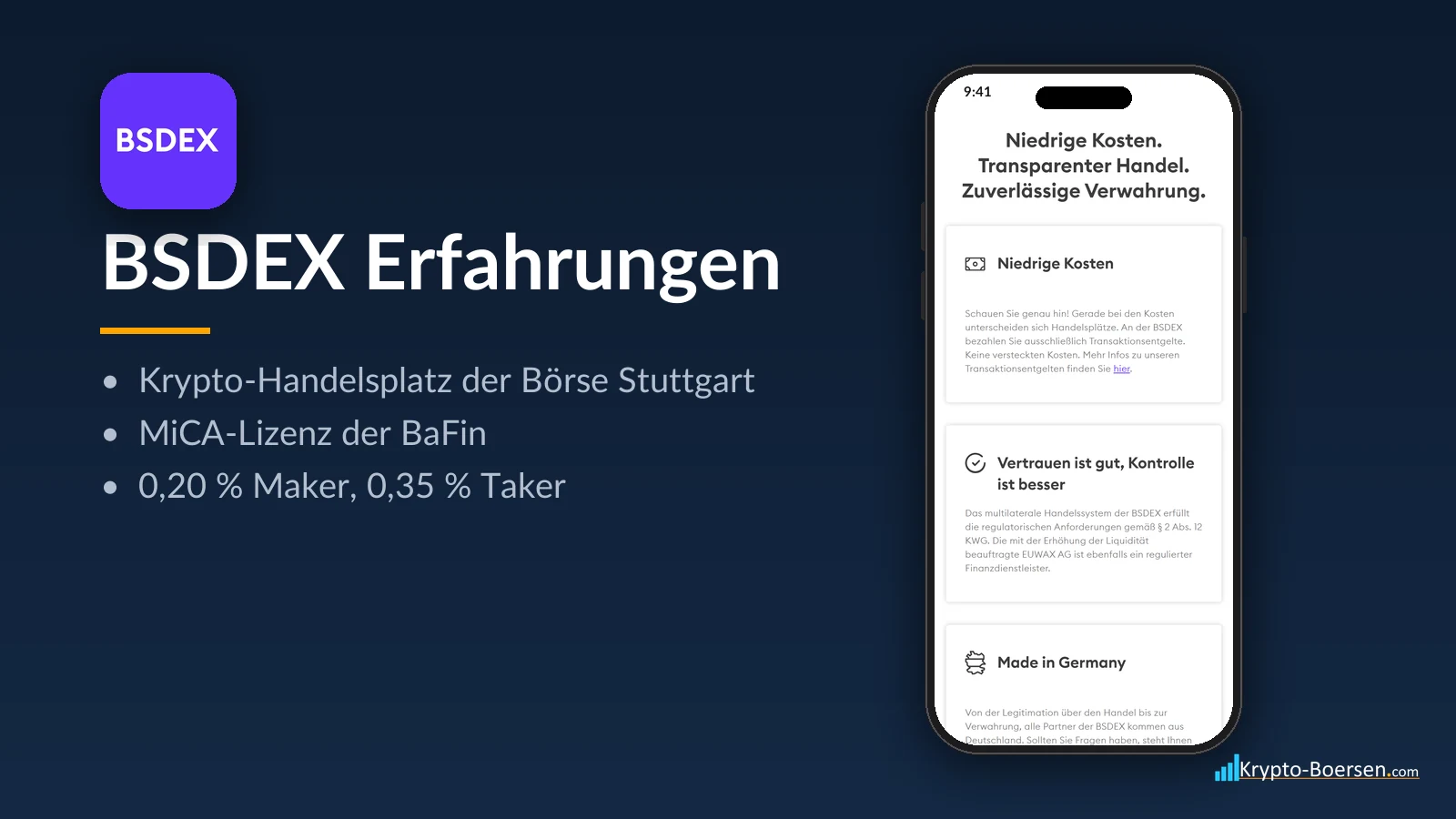 BSDEX Erfahrungen: Startseite der App auf dem Smartphone