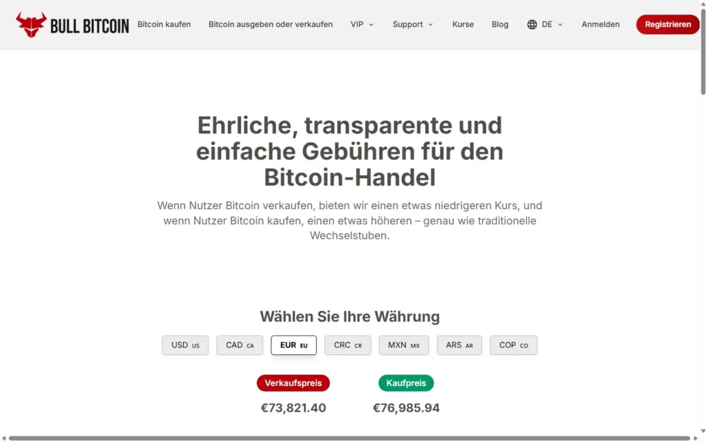 Bull Bitcoin Screenshot
