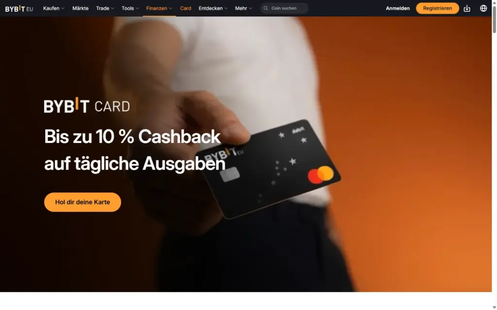 Seite der Bybit Card auf bybit.eu