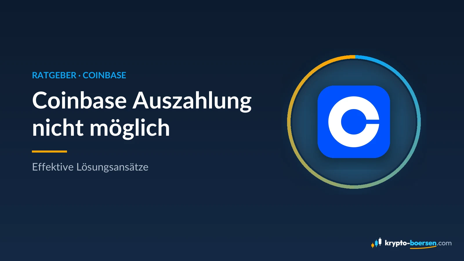 Titelbild „Coinbase Auszahlung nicht möglich“ mit dem App-Symbol von Coinbase