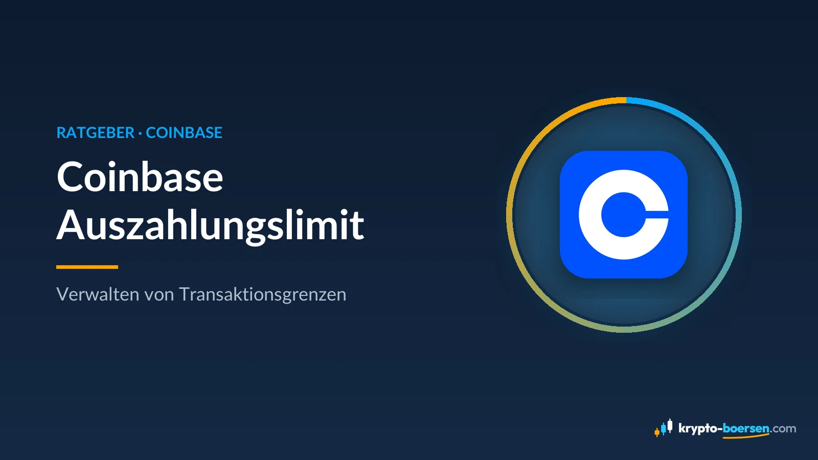 Titelbild „Coinbase Auszahlungslimit“ mit dem App-Symbol von Coinbase