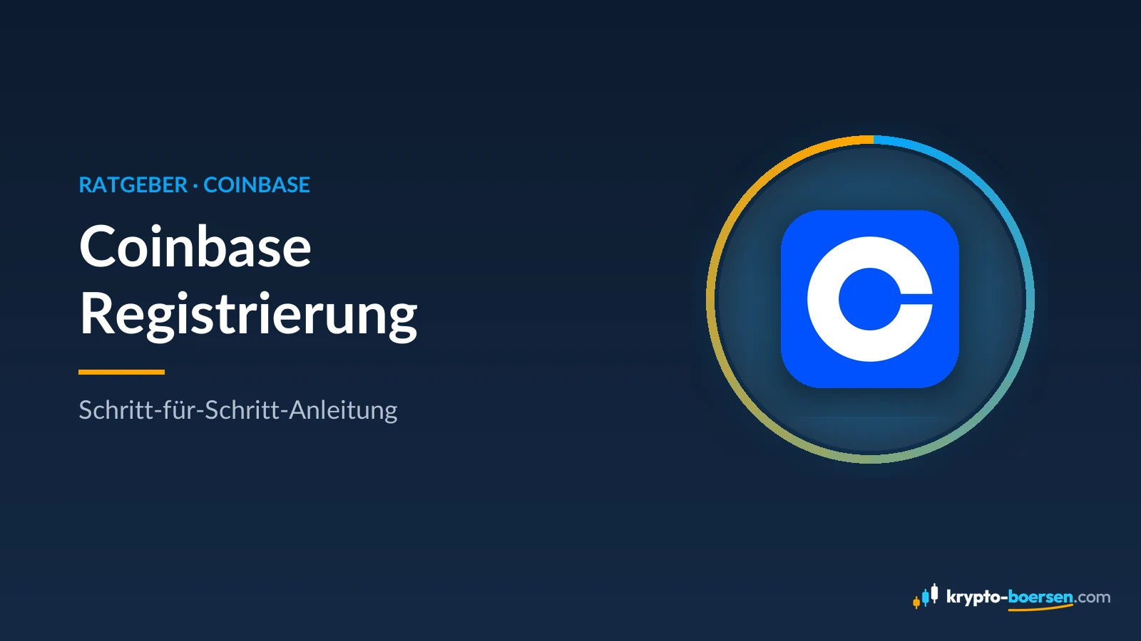 Titelbild „Coinbase Registrierung“ mit dem App-Symbol von Coinbase