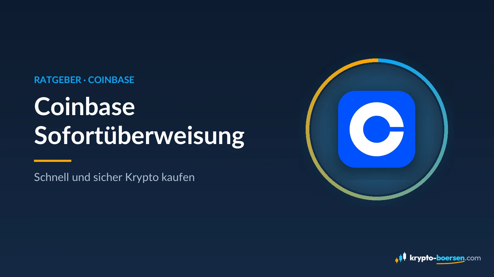 Titelbild „Coinbase Sofortüberweisung“ mit dem App-Symbol von Coinbase