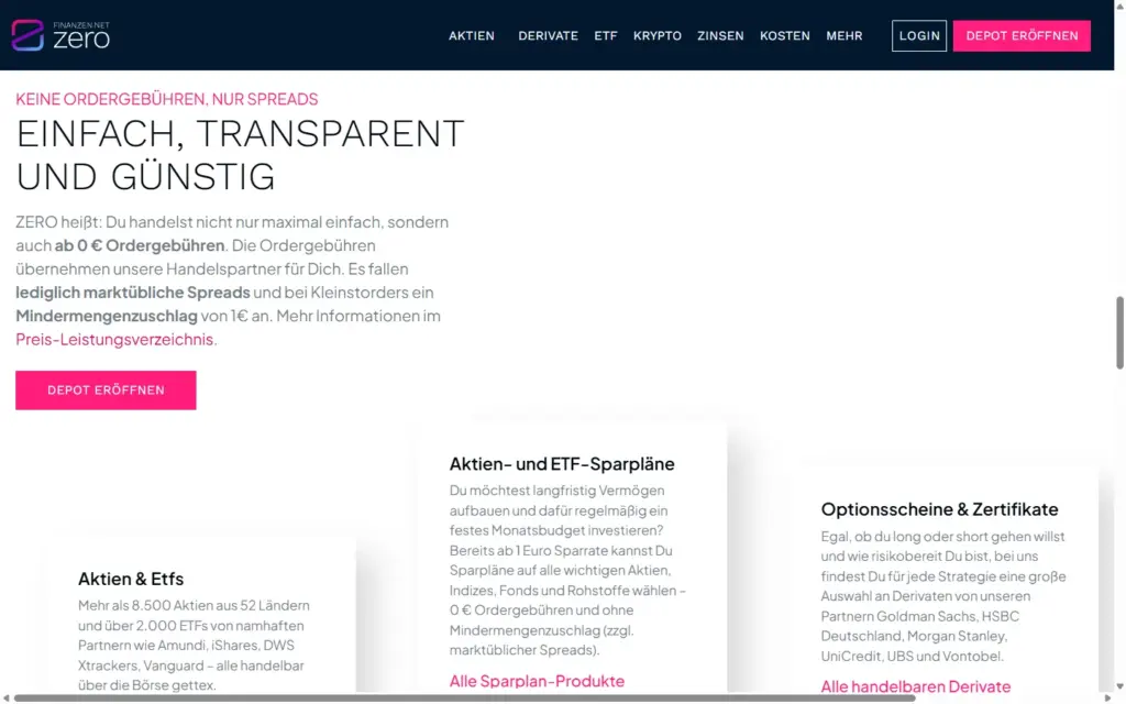 finanzen.net zero Screenshot