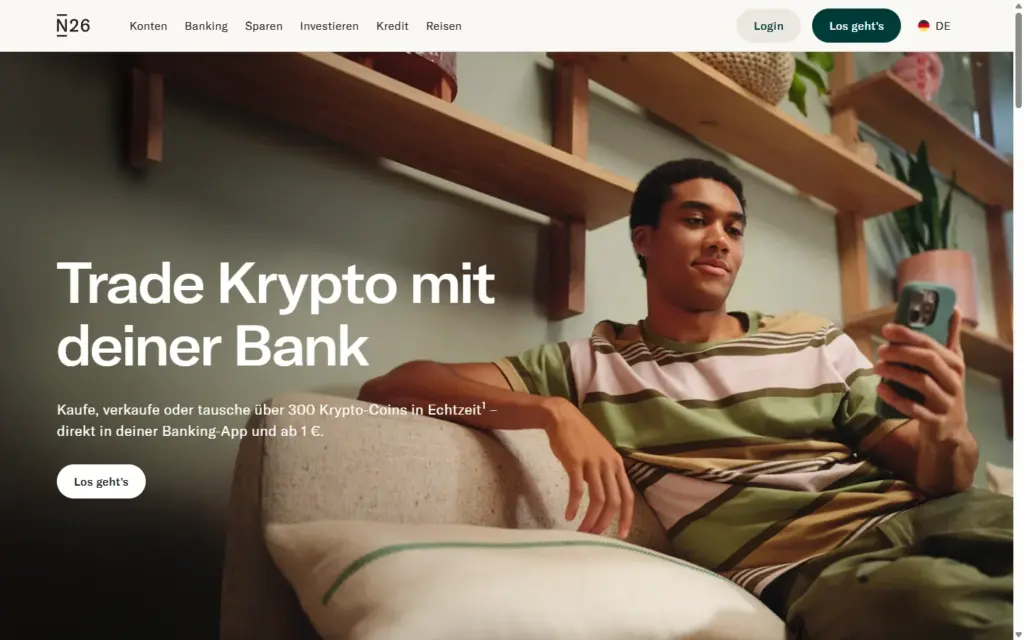 Seite N26 Krypto: über 300 Krypto-Coins direkt in der Banking-App ab 1 €