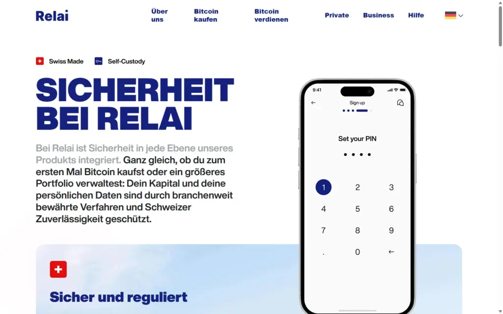 Relai: Seite zur Sicherheit und Selbstverwahrung