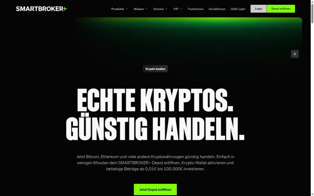 Krypto-Seite von smartbrokerplus.de: echte Kryptos günstig handeln