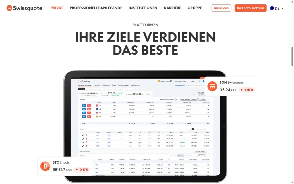 Swissquote Screenshot