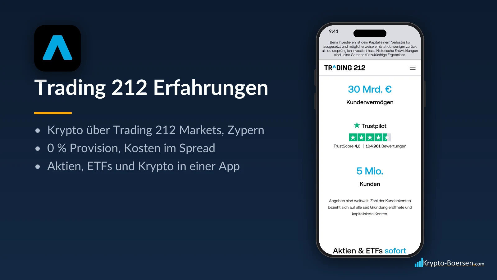 Trading 212 Erfahrungen: Startseite der App auf dem Smartphone