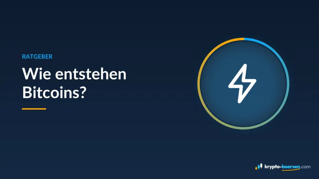 Titelbild „Wie entstehen Bitcoins?“ mit Symbol